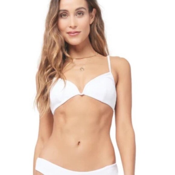 L Space Women's White Wired Front Helena Bikini Top Size XS - Picture 1 of 9